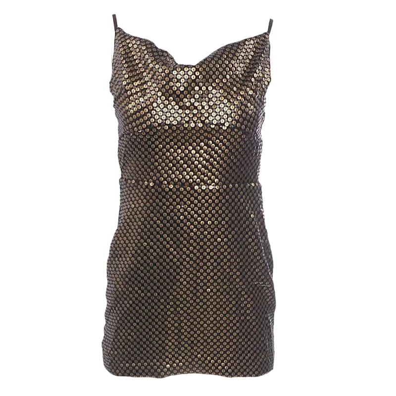 Gold Graphic Mini Dress Cozy Sweater Mini Dress