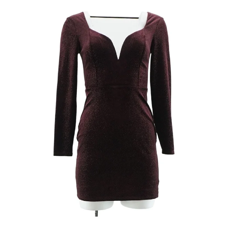 Maroon Sparkle Polka Dot Mini Dress Fashionable Party Mini Dress