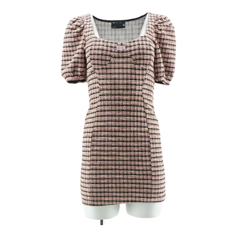 Multi Plaid Mini Dress Trendy A-Line Mini Dress