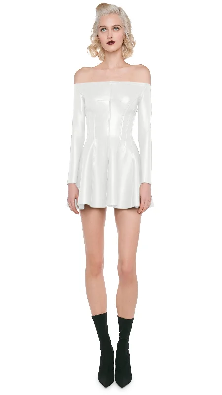OFF SHOULDER GRACE MINI DRESS Cozy Cowl Neck Mini Dress