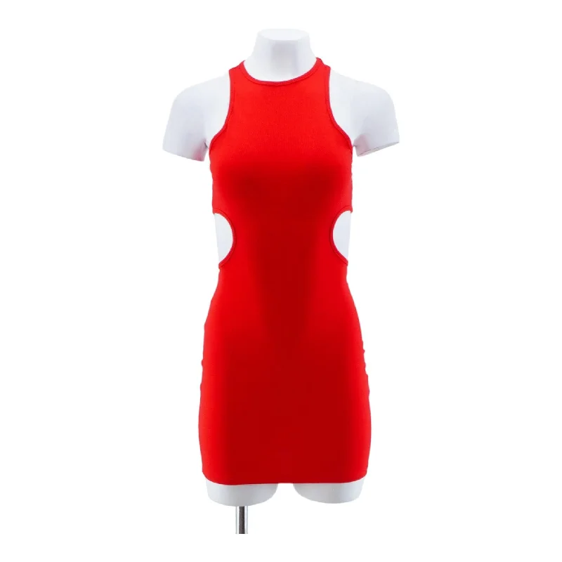 Red Solid Mini Dress Elegant Velvet Mini Dress