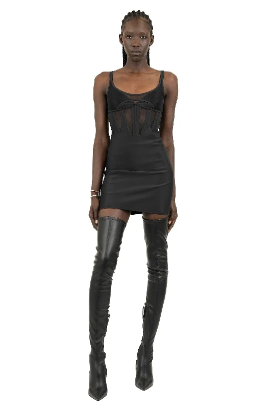 Mugler Corsetted Bonded Mini Dress Fashionable Lace Mini Dress
