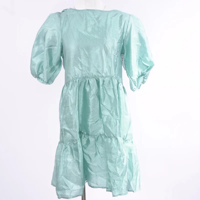 Teal Solid Mini Dress Comfortable Zip-Up Mini Dress