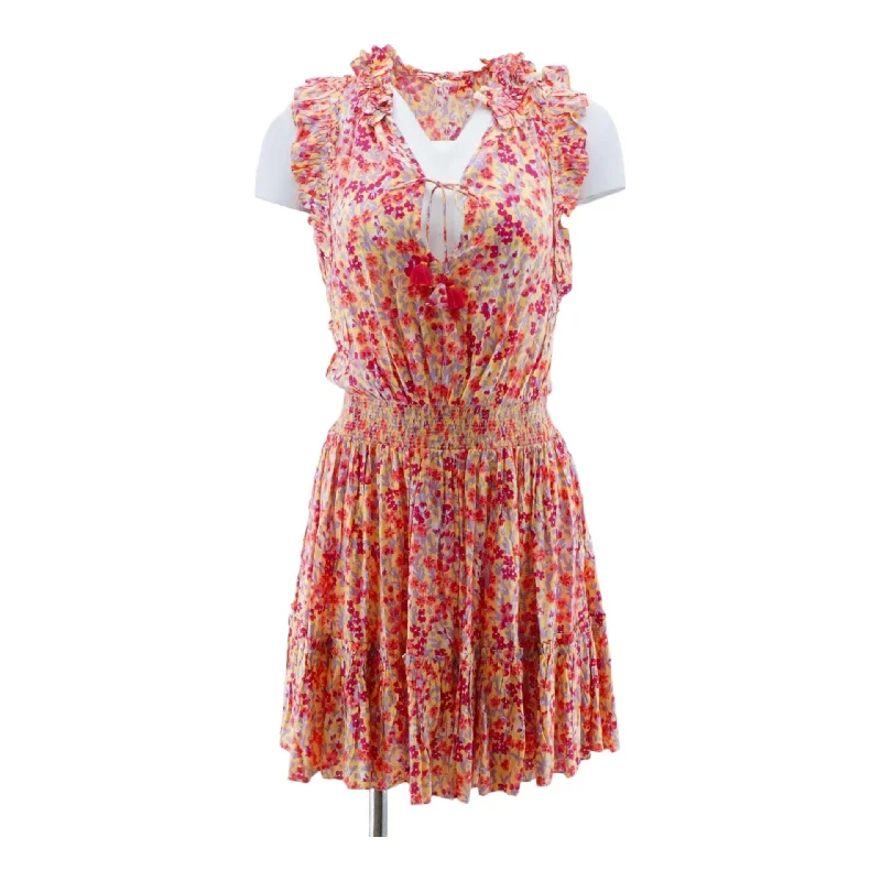 Yellow Floral Mini Dress Trendy Mini Dress with Belt
