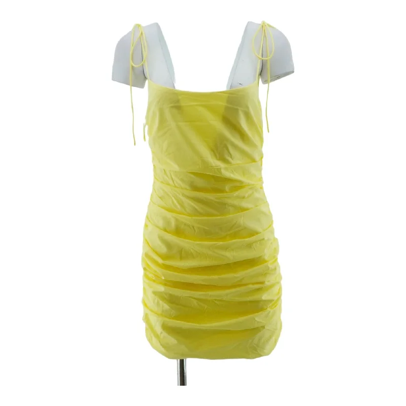 Yellow Solid Mini Dress Classic White Mini Dress