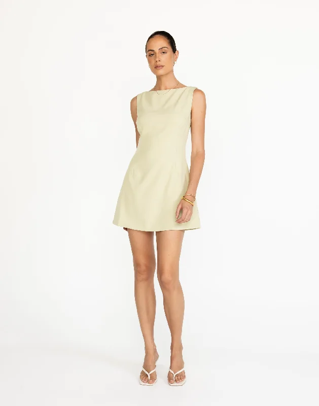 Aisling Mini Dress (Pistachio) Trendy Mesh Mini Dress
