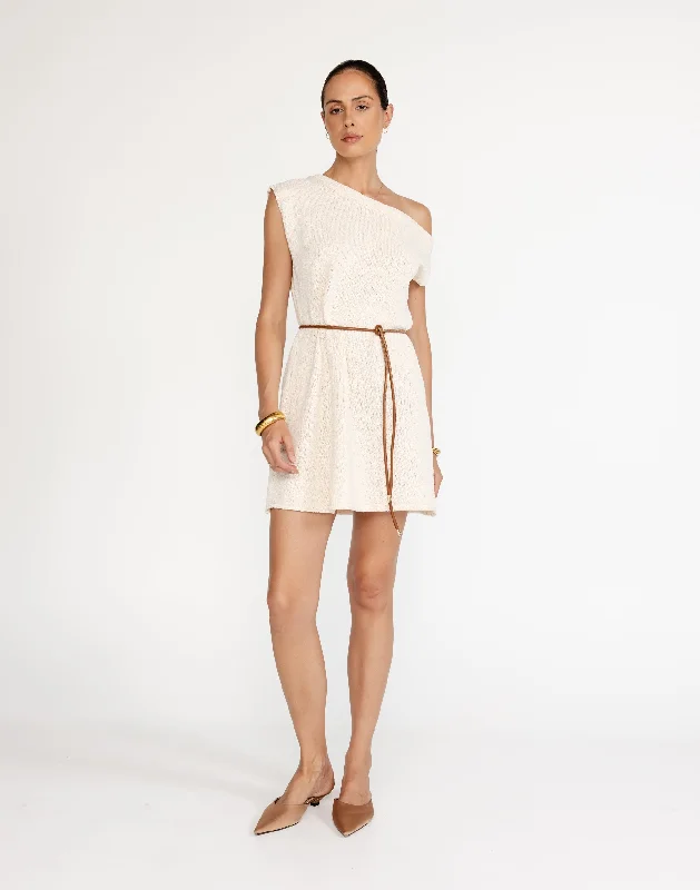 Kassie Mini Dress (Oat) Stylish Ribbed Mini Dress