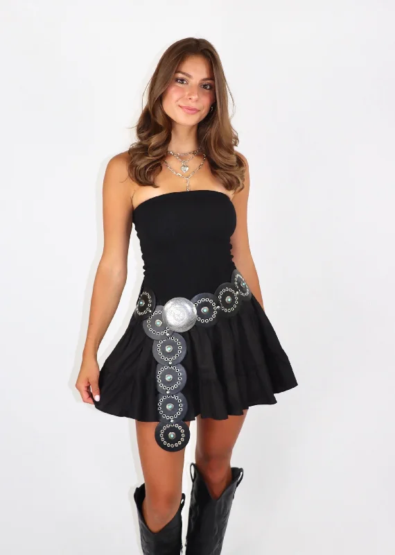 Indifferent Mini Dress ★ Black Trendy Button-Detail Mini Dress