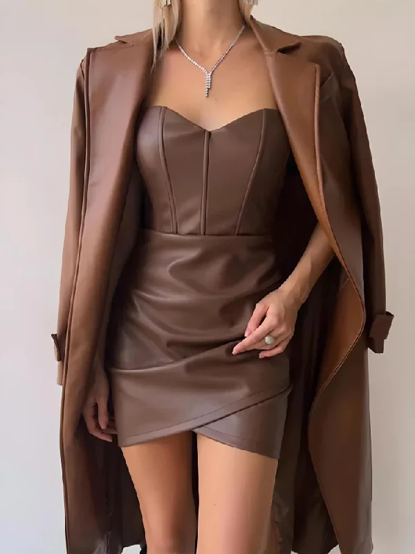Faux Leather Corset Mini Dress Cozy Cotton Mini Dress