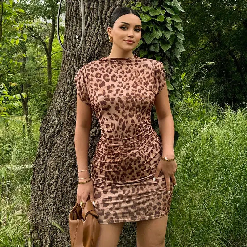 Leopard Bodycon Mini Dress Elegant Sequin Mini Dress