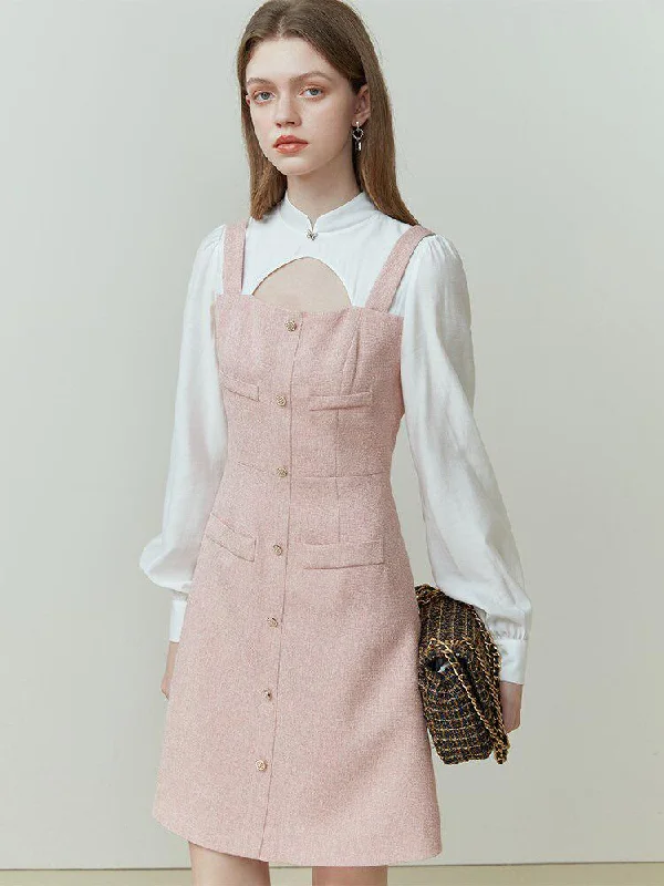 Soft Girl Mini Dress With Shirt Sleeve Fashionable Lace-Trim Mini Dress