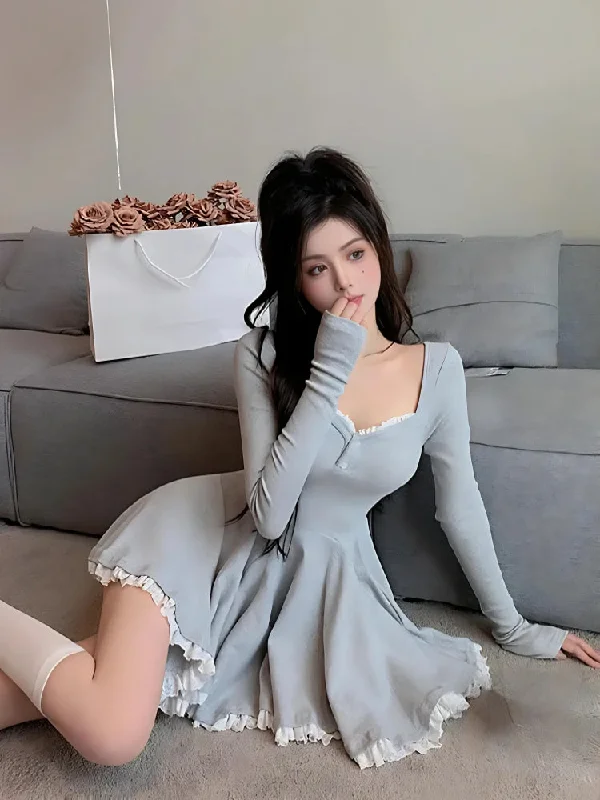 Soft Girl Sweetheart Neckline Mini Dress Elegant Velvet Mini Dress
