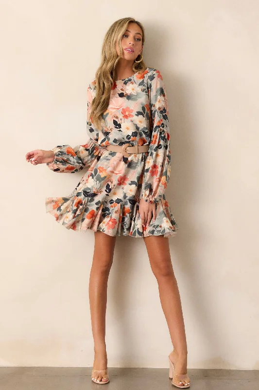 Shadow of the Day Green Multi Floral Print Mini Dress Cozy T-Shirt Mini Dress