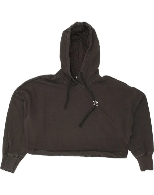 ADIDAS Womens Crop Hoodie Jumper UK 10 Small Black Cotton Hoodie with Turtle Neck Cozy Winter ADIDAS Womens Crop Hoodie Jumper UK 10 Small Black Cotton Hoodie with Turtle Neck Cozy Winter