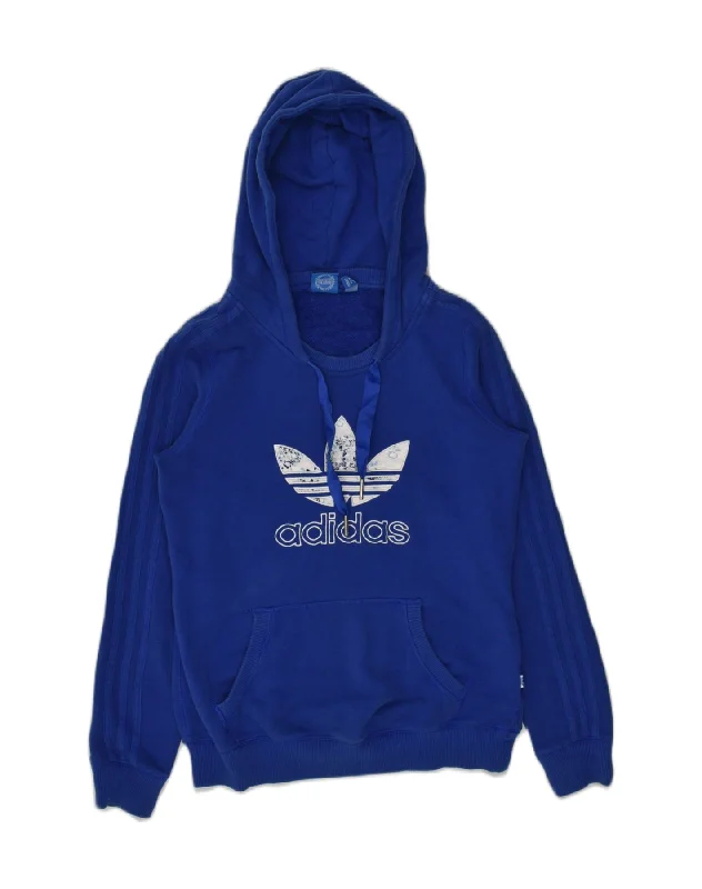 ADIDAS Womens Graphic Hoodie Jumper UK 12 Medium Blue Cotton Hoodie with Snap Buttons Easy Quick ADIDAS Womens Graphic Hoodie Jumper UK 12 Medium Blue Cotton Hoodie with Snap Buttons Easy Quick