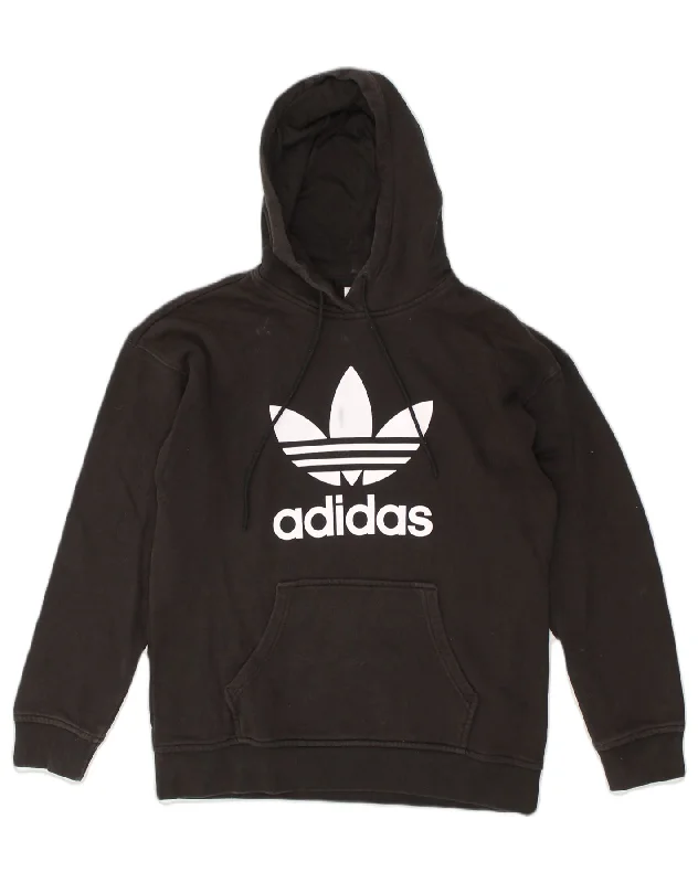 ADIDAS Womens Graphic Hoodie Jumper UK 8 Small Black Cotton Hoodie with Side Slits Relaxed Casual ADIDAS Womens Graphic Hoodie Jumper UK 8 Small Black Cotton Hoodie with Side Slits Relaxed Casual