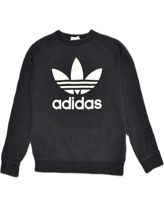 ADIDAS Womens Graphic Sweatshirt Jumper UK 8 Small Black Hoodie with Hem Raw Edge Edgy Unfinished ADIDAS Womens Graphic Sweatshirt Jumper UK 8 Small Black Hoodie with Hem Raw Edge Edgy Unfinished