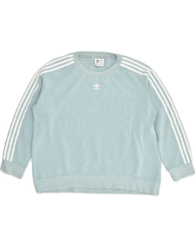 ADIDAS Womens Sweatshirt Jumper UK 16 Large Blue Cotton Hoodie with Pocket Utility Practical ADIDAS Womens Sweatshirt Jumper UK 16 Large Blue Cotton Hoodie with Pocket Utility Practical
