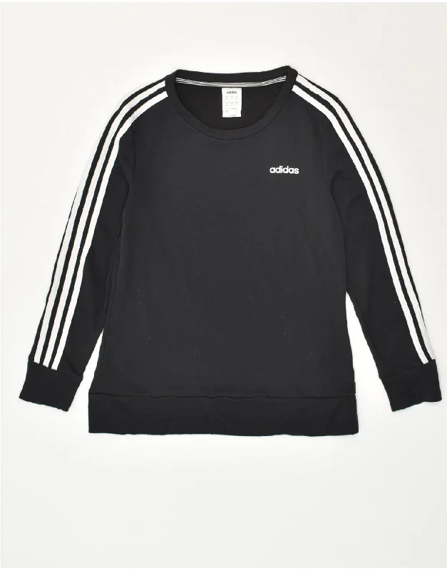 ADIDAS Womens Sweatshirt Jumper UK 8/10 Small Black Polyester Hoodie with Half-Zip Sporty Casual ADIDAS Womens Sweatshirt Jumper UK 8/10 Small Black Polyester Hoodie with Half-Zip Sporty Casual