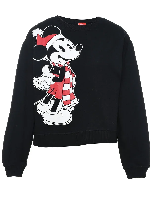 Black, Red & White Mickey Mouse Design Christmas Sweatshirt - S Hoodie with Snap Buttons Easy Quick Black, Red & White Mickey Mouse Design Christmas Sweatshirt - S Hoodie with Snap Buttons Easy Quick
