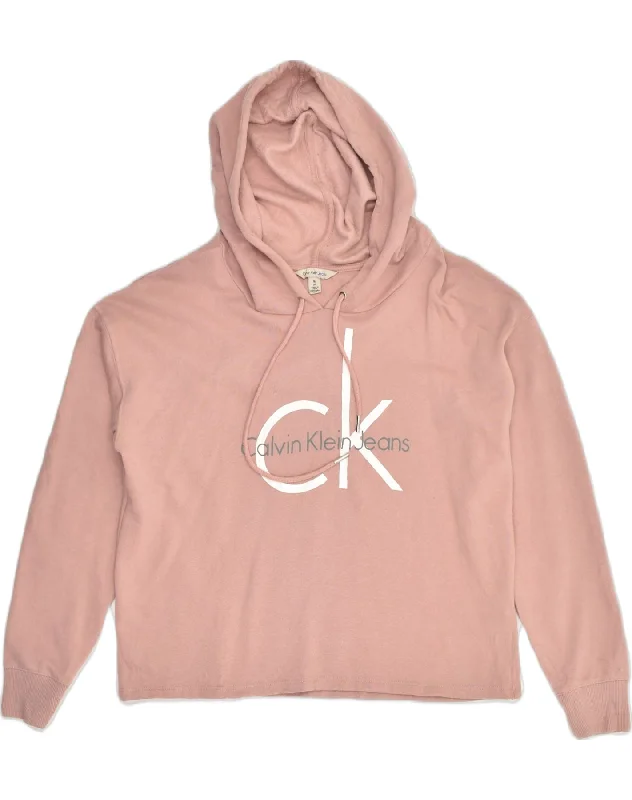 CALVIN KLEIN Womens Graphic Hoodie Jumper UK 12 Medium Pink Cotton Hoodie with Print Artistic Unique CALVIN KLEIN Womens Graphic Hoodie Jumper UK 12 Medium Pink Cotton Hoodie with Print Artistic Unique