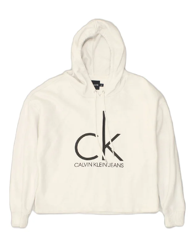 CALVIN KLEIN Womens Loose Fit Graphic Hoodie Jumper UK 14 Medium White Hoodie with Elastic Waist Stretchable Comfortable CALVIN KLEIN Womens Loose Fit Graphic Hoodie Jumper UK 14 Medium White Hoodie with Elastic Waist Stretchable Comfortable