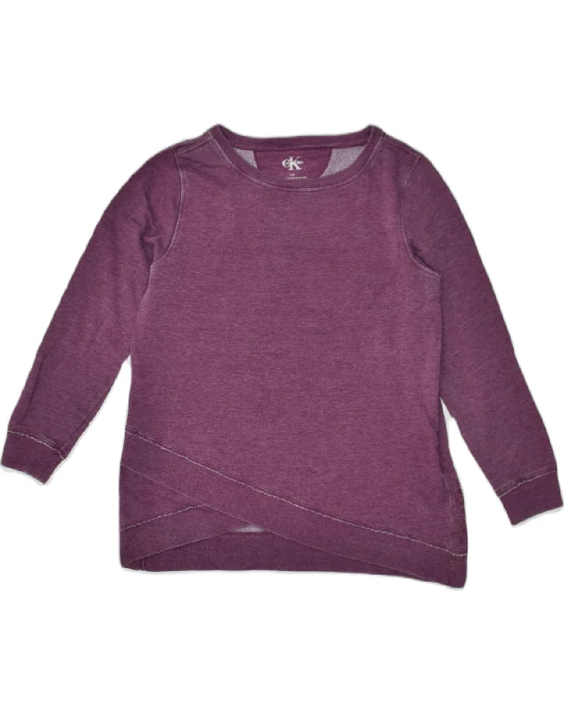 CALVIN KLEIN Womens Sweatshirt Jumper UK 16 Large Purple Cotton Hoodie with Contrast Stitching Detailed Premium CALVIN KLEIN Womens Sweatshirt Jumper UK 16 Large Purple Cotton Hoodie with Contrast Stitching Detailed Premium