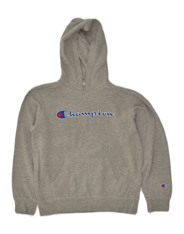 CHAMPION Womens Graphic Hoodie Jumper UK 16 Large Grey Hoodie with Exposed Zipper Edgy Industrial CHAMPION Womens Graphic Hoodie Jumper UK 16 Large Grey Hoodie with Exposed Zipper Edgy Industrial