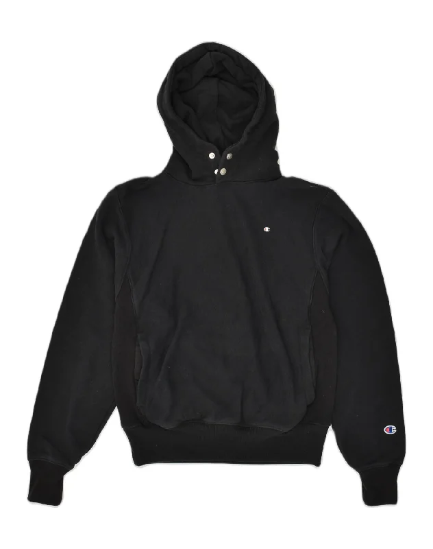 CHAMPION Womens Hoodie Jumper UK 10 Small Black Cotton Hoodie with Neon Bright Vibrant CHAMPION Womens Hoodie Jumper UK 10 Small Black Cotton Hoodie with Neon Bright Vibrant