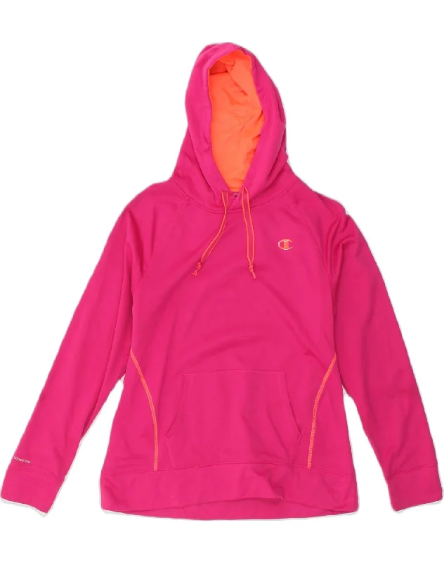 CHAMPION Womens Hoodie Jumper UK 12 Medium Pink Polyester Hoodie with Batwing Sleeves Loose Dramatic CHAMPION Womens Hoodie Jumper UK 12 Medium Pink Polyester Hoodie with Batwing Sleeves Loose Dramatic