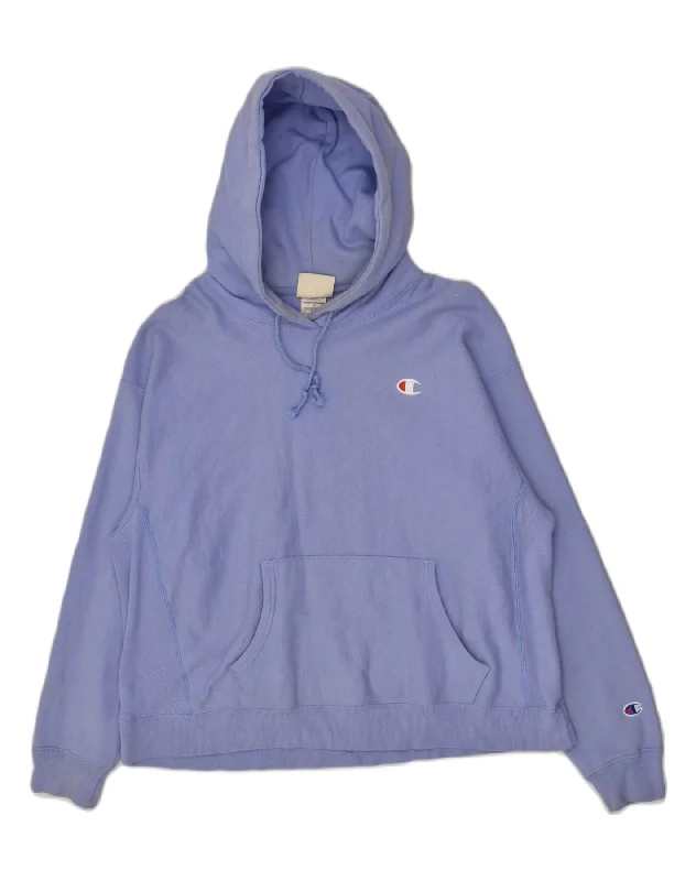 CHAMPION Womens Hoodie Jumper UK 18 XL Blue Cotton Hoodie with Crew Neck Simple Timeless CHAMPION Womens Hoodie Jumper UK 18 XL Blue Cotton Hoodie with Crew Neck Simple Timeless