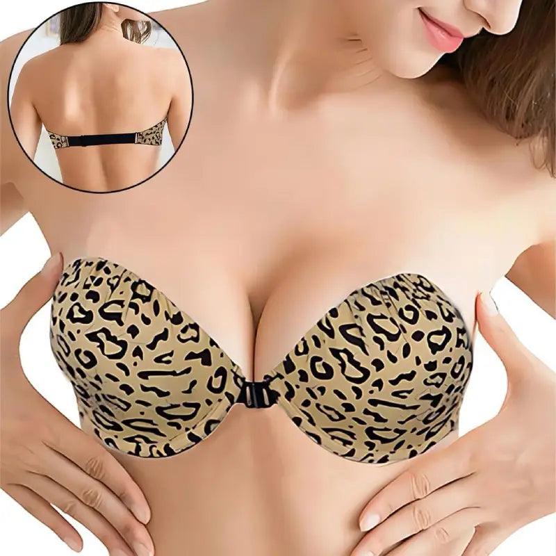 Cheeta Printed Ladies imported Front Open Strapless Push-Up Bra Supportive Sports Bra