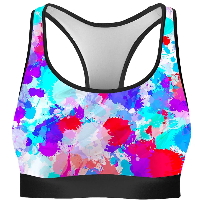 Cherry Frost Paint Splatter Rave Bra Supportive Cotton Bra