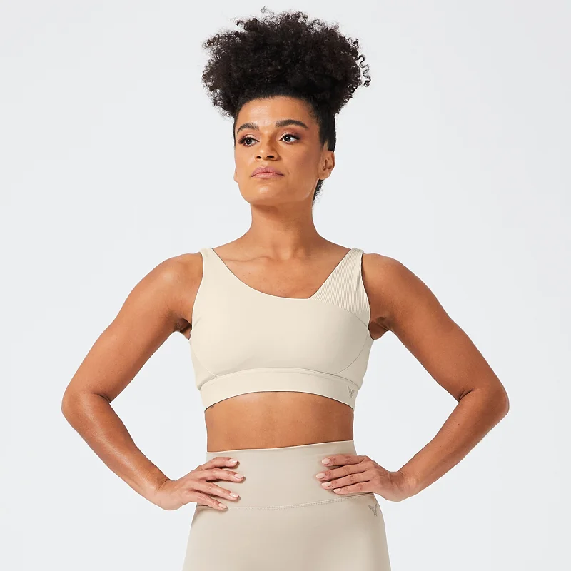 Code Asymmetric Glitch Bra - Cobblestone Breathable Full Coverage