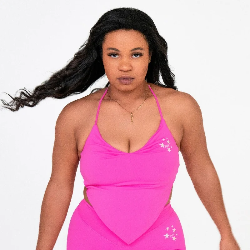 PINK- ROCKSTAR- BRA TOP Elegant Satin Bralette