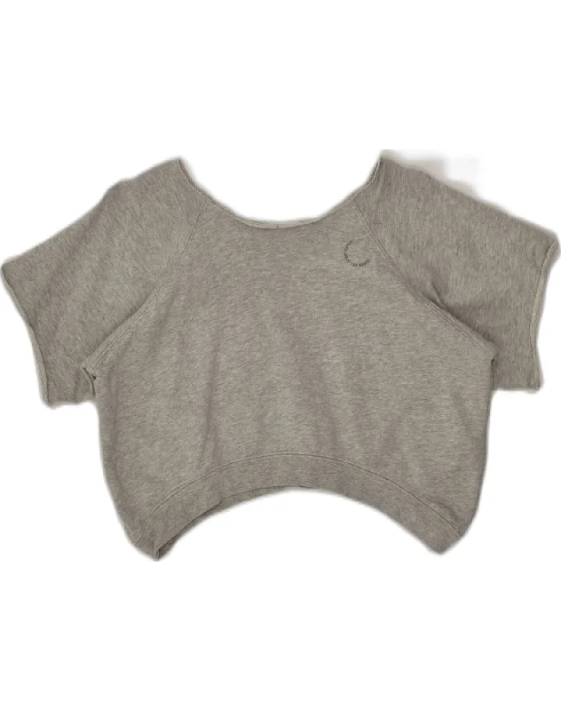 DIESEL Womens Short Sleeve Crop Sweatshirt Jumper US 6 Medium Grey Cotton Hoodie with Mock Neck Collared Structured DIESEL Womens Short Sleeve Crop Sweatshirt Jumper US 6 Medium Grey Cotton Hoodie with Mock Neck Collared Structured