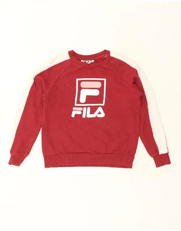 FILA Womens Graphic Sweatshirt Jumper US 4 Small Red Colourblock Cotton Hoodie with Strings Custom Fit Adjustable FILA Womens Graphic Sweatshirt Jumper US 4 Small Red Colourblock Cotton Hoodie with Strings Custom Fit Adjustable
