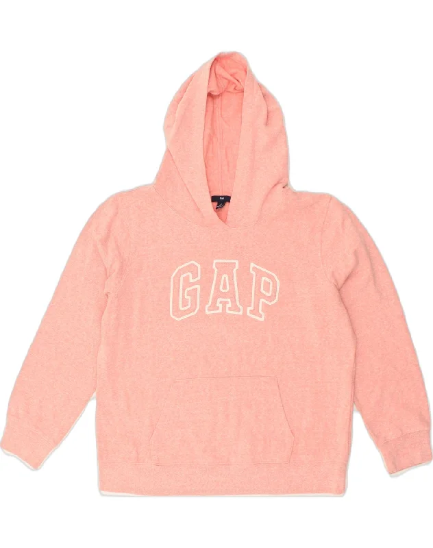 GAP Womens Graphic Hoodie Jumper UK 16 Large Pink Cotton Hoodie with Hem Patch Decorative Personalized GAP Womens Graphic Hoodie Jumper UK 16 Large Pink Cotton Hoodie with Hem Patch Decorative Personalized
