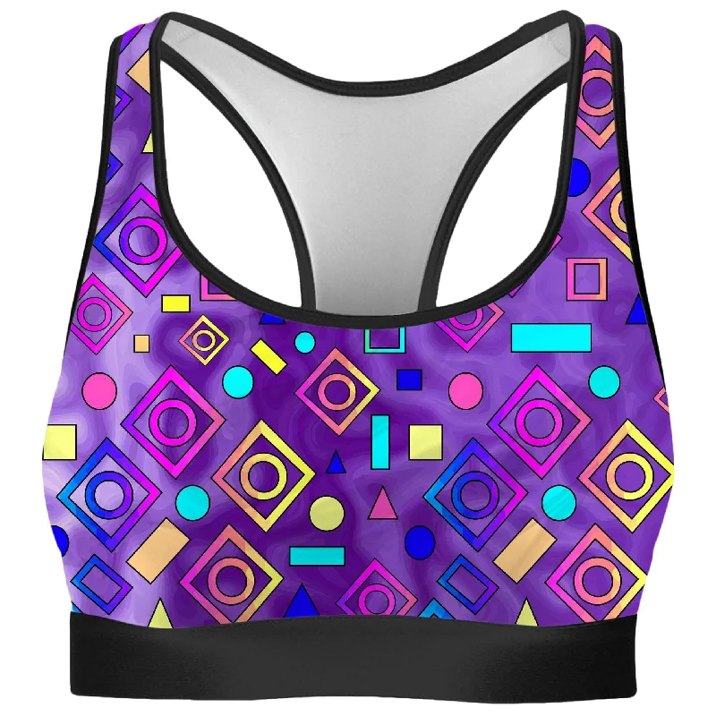 Geometric On Purple Rave Bra High Support Bra