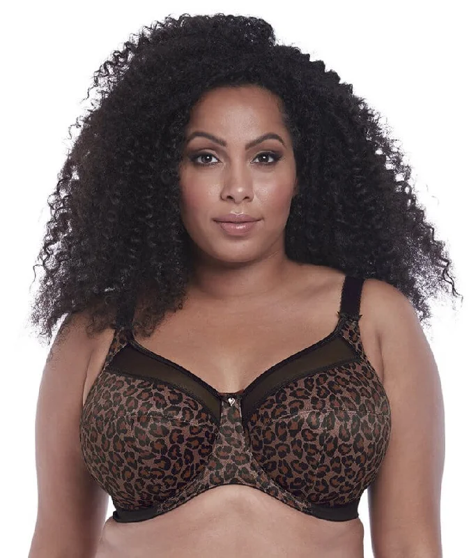 Goddess Kayla Underwire Banded Bra - Dark Leopard Soft Mesh Bra