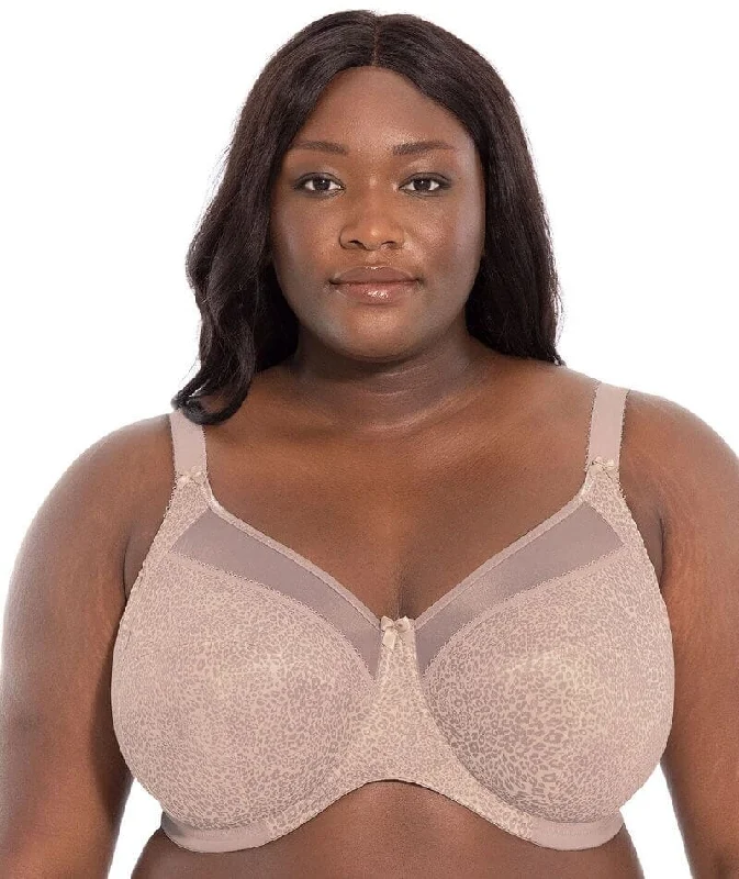 Goddess Kayla Underwired Banded Bra - Taupe Leo Floral Lace Bra