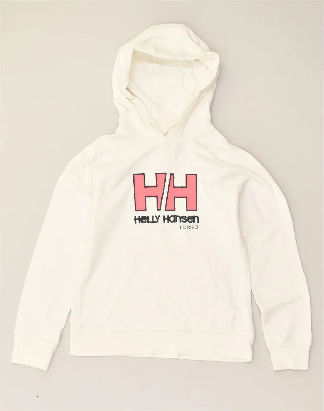 HELLY HANSEN Womens Graphic Hoodie Jumper UK 4 XS White Cotton Hoodie with Strings Custom Fit Adjustable HELLY HANSEN Womens Graphic Hoodie Jumper UK 4 XS White Cotton Hoodie with Strings Custom Fit Adjustable