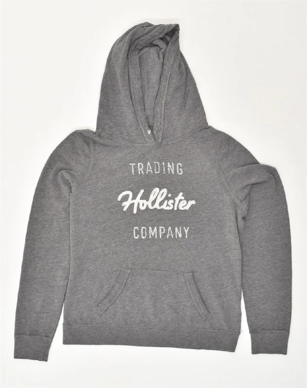 HOLLISTER Womens California Graphic Hoodie Jumper UK 16 Large Grey Cotton Hoodie with Distressed Vintage Worn HOLLISTER Womens California Graphic Hoodie Jumper UK 16 Large Grey Cotton Hoodie with Distressed Vintage Worn