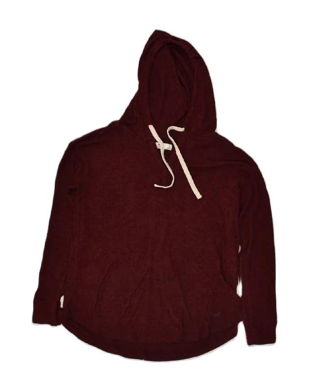 HOLLISTER Womens Hoodie Jumper UK 10 Small Burgundy Viscose Hoodie with Button Placket Classic Preppy HOLLISTER Womens Hoodie Jumper UK 10 Small Burgundy Viscose Hoodie with Button Placket Classic Preppy