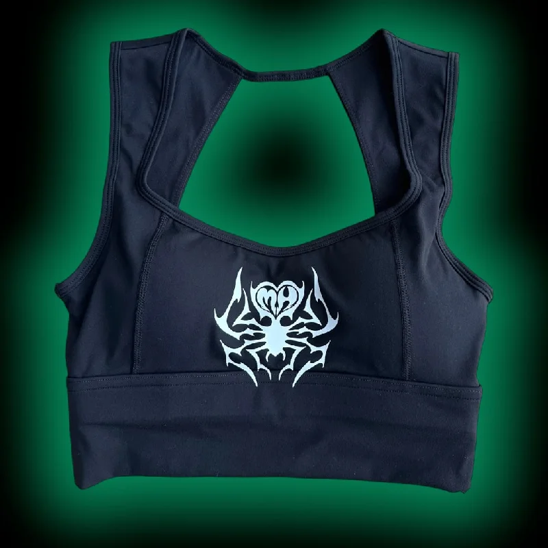 IRON VENOM-BLACK OPEN BACK BRA Cozy Sleep Bra