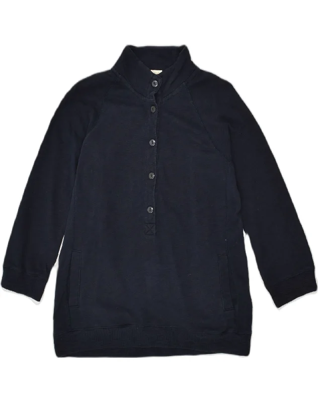 J. CREW Womens Button Neck Sweatshirt Jumper UK 14 Medium Navy Blue Cotton Hoodie with Ribbed Cuffs Snug Fit Comfort J. CREW Womens Button Neck Sweatshirt Jumper UK 14 Medium Navy Blue Cotton Hoodie with Ribbed Cuffs Snug Fit Comfort