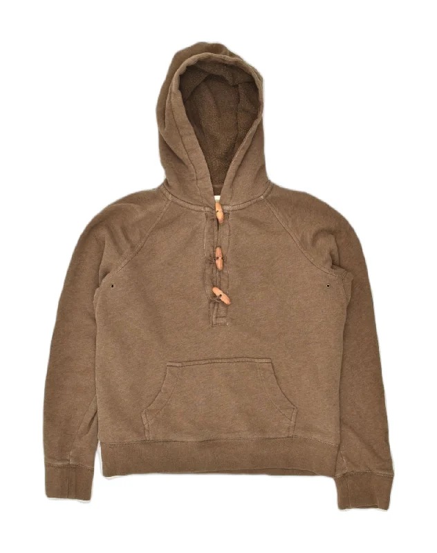 J. CREW Womens Sherpa Hoodie Jumper UK 14 Medium Brown Cotton Hoodie with Applique Textured Unique J. CREW Womens Sherpa Hoodie Jumper UK 14 Medium Brown Cotton Hoodie with Applique Textured Unique