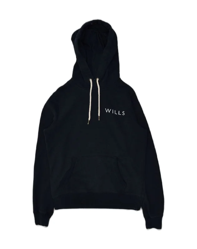 JACK WILLS Womens Classic Fit Graphic Hoodie Jumper UK 10 Small Navy Blue Hoodie with Side Slits Relaxed Casual JACK WILLS Womens Classic Fit Graphic Hoodie Jumper UK 10 Small Navy Blue Hoodie with Side Slits Relaxed Casual