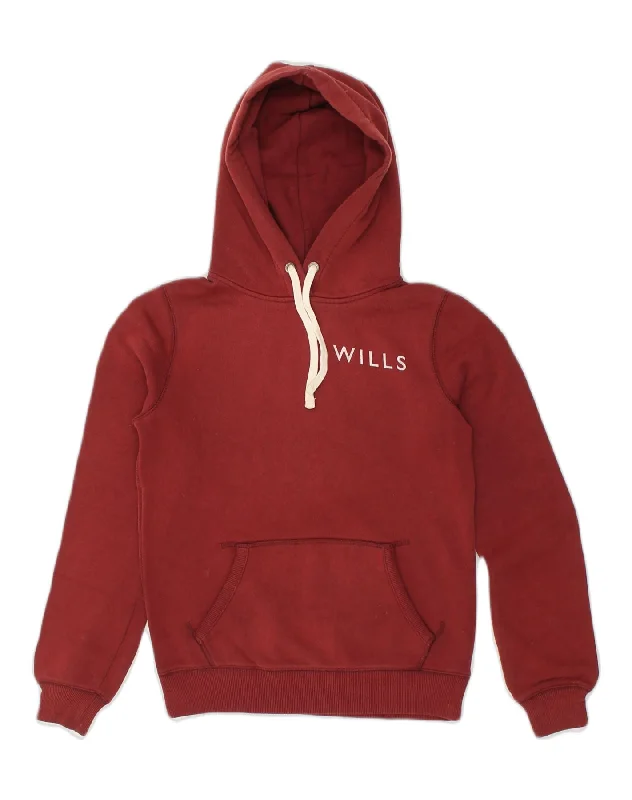 JACK WILLS Womens Classic Fit Graphic Hoodie Jumper UK 6 XS Burgundy Hoodie with Earth Tones Natural Calm JACK WILLS Womens Classic Fit Graphic Hoodie Jumper UK 6 XS Burgundy Hoodie with Earth Tones Natural Calm