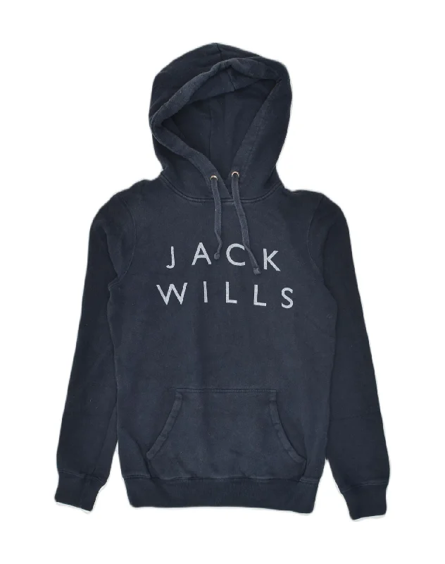 JACK WILLS Womens Classic Fit Graphic Hoodie Jumper UK 6 XS Navy Blue Hoodie with Toggle Buttons Decorative Unique JACK WILLS Womens Classic Fit Graphic Hoodie Jumper UK 6 XS Navy Blue Hoodie with Toggle Buttons Decorative Unique